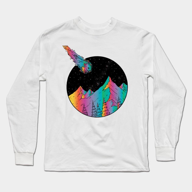 shooting stars and mountains Long Sleeve T-Shirt by lazykitty